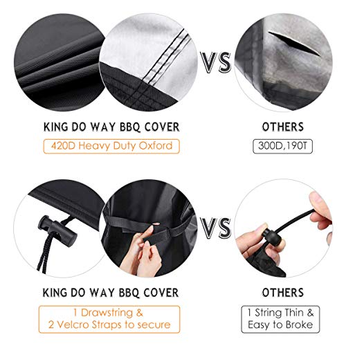 king do way Funda para Barbacoa Impermeable, 147x61x122cm, Cubierta para Barbacoa 420D Oxford, Protector para Barbacoa Anti-Viento/UV/Impermeabilidad para Weber, Brinkmann,Outback,Char Broil, etc