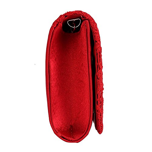 Kisschic Bolso de Boda Nupcial Elegante del Monedero de la Boda para Mujeres(rojo)