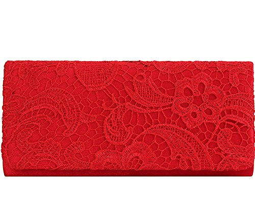 Kisschic Bolso de Boda Nupcial Elegante del Monedero de la Boda para Mujeres(rojo)