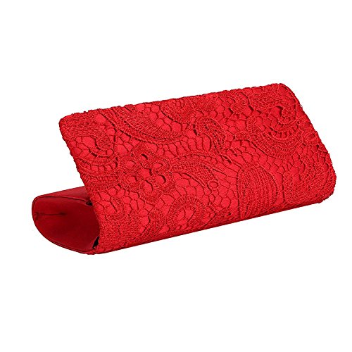 Kisschic Bolso de Boda Nupcial Elegante del Monedero de la Boda para Mujeres(rojo)