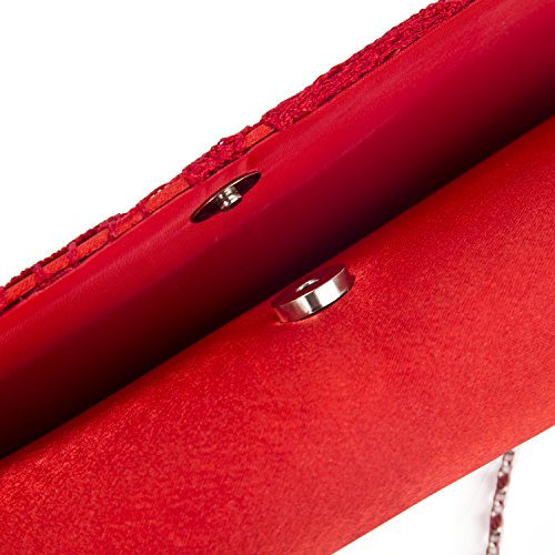 Kisschic Bolso de Boda Nupcial Elegante del Monedero de la Boda para Mujeres(rojo)