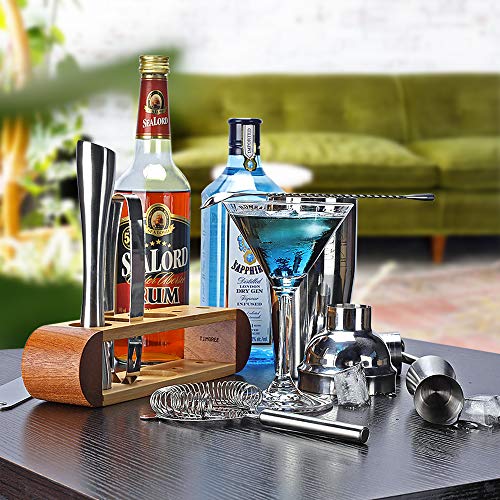 Kit Coctelero Profesional, Kit de 11 Piezas de Coctelería Profesional Perfecto para el Hogar y Set Coctelera Martini para Mezcla Perfecta - Sapele