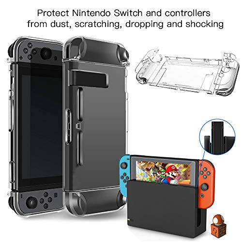 Kit de Accesorios 13 en 1 Para Nintendo Switch, Funda Protectora Para Interruptor Nintendo, Protector de Pantalla, Cubierta Transparente Para Interruptor,Tapas Para Empuñadura de Pulgar