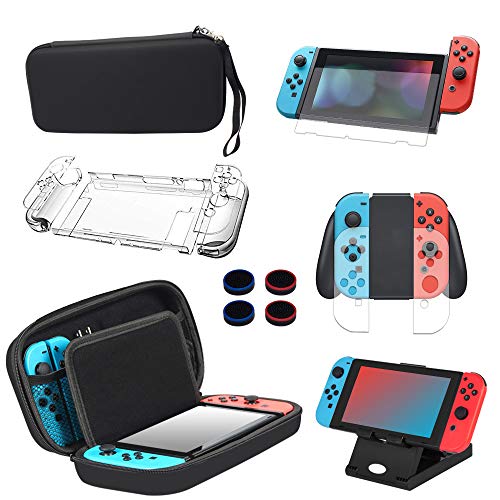 Kit de Accesorios 13 en 1 Para Nintendo Switch, Funda Protectora Para Interruptor Nintendo, Protector de Pantalla, Cubierta Transparente Para Interruptor,Tapas Para Empuñadura de Pulgar