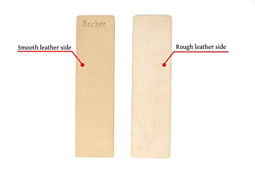 Kit de bricolaje un suavizador de cuero (Asentador o Afilador) BACHER Premium STROP. Lamina de cuero curtido ruso Juchtenleder (206mm x 56mm), cinta adhesiva 3M, kit de 4 x 7g compuestos de afilado