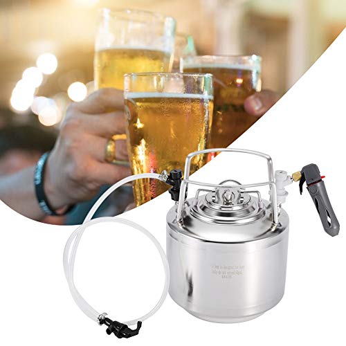 Kit de dispensador de barril de cerveza a presión de acero inoxidable Homebrew Sistema de barril de cerveza con grifo de manguera para fermentación de cerveza Almacenamiento de dispensador(6L)