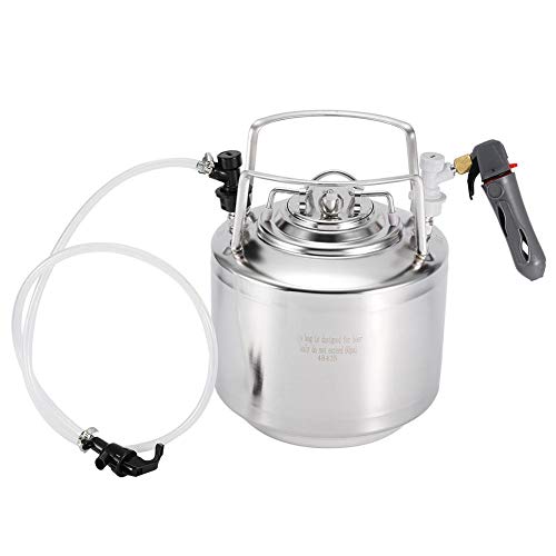 Kit de dispensador de barril de cerveza a presión de acero inoxidable Homebrew Sistema de barril de cerveza con grifo de manguera para fermentación de cerveza Almacenamiento de dispensador(6L)