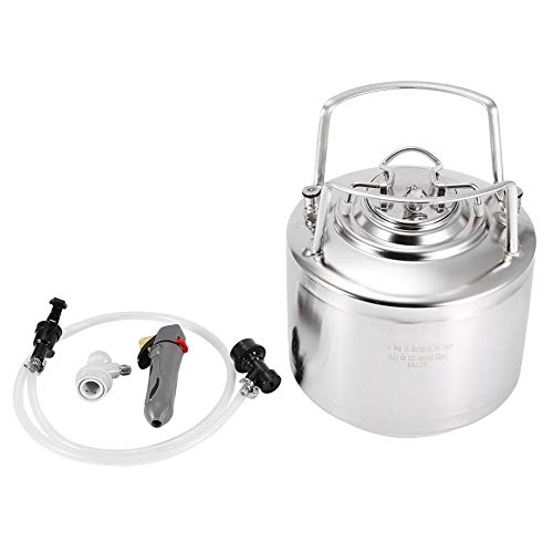 Kit de dispensador de barril de cerveza a presión de acero inoxidable Homebrew Sistema de barril de cerveza con grifo de manguera para fermentación de cerveza Almacenamiento de dispensador(6L)