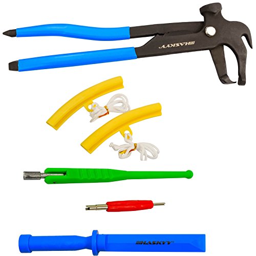 Kit de herramientas y accesorios para montaje de neumáticos (masselotte, raspador, decapante, démonte-obus, tire-valve, – Alicates para), azul