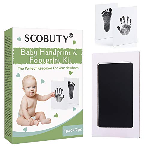 Kit de Huella Bebe Pie y Manos,Almohadilla de Tinta Para Bebes,Juego de impresión para bebé,Bebé Kits de Impresión de Huellas De Mano Y Pies,Perfecto para Regalo de Bebé de Recuerdo Familiar,2pc,Negro