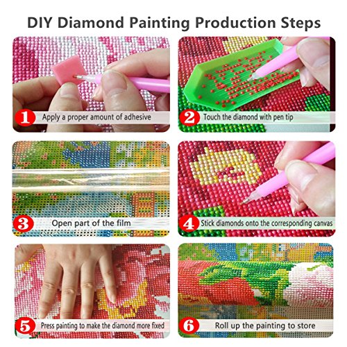 Kit de pintura de diamante 5D por números, diseño de rosas de colores con diamantes de imitación bordados, cuadros de punto de cruz, manualidades para decoración de la pared del hogar, 30 x 30 cm