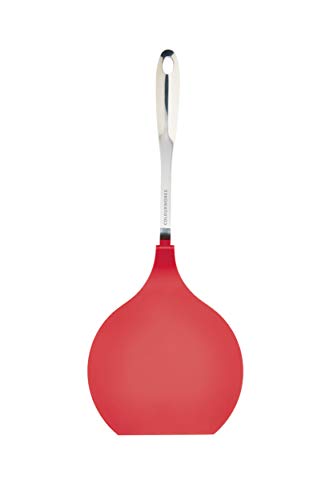 Kitchen Craft Colourworks - Paleta de Cocina con Cabeza de Nailon y Mango de Acero Inoxidable (38 cm), Color Rojo y Plateado