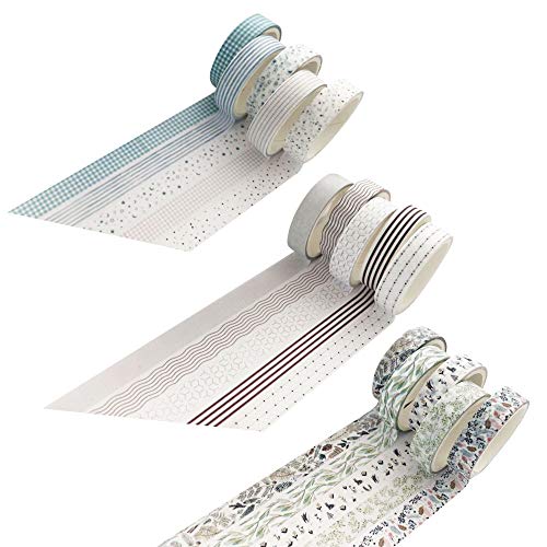 Kitchen-dream Juego de 5 rollos de cinta washi, cinta adhesiva washi, cinta adhesiva decorativa DIY para niños y embalaje de regalos Halloween, Día de Acción de Gracias, Navidad. Pack de 3