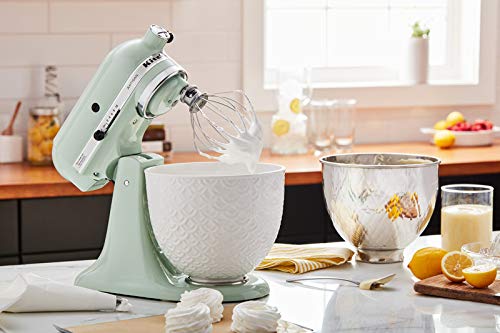 KitchenAid Ceramic Bowl Mermaid Lace White 5KSM2CB5TWM Bol, 4.7 litros, Sirena Encaje Blanco