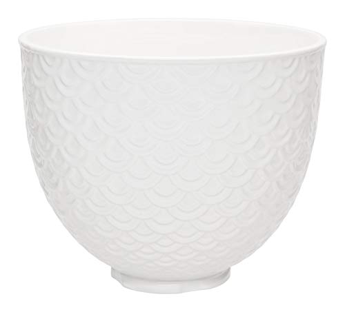 KitchenAid Ceramic Bowl Mermaid Lace White 5KSM2CB5TWM Bol, 4.7 litros, Sirena Encaje Blanco