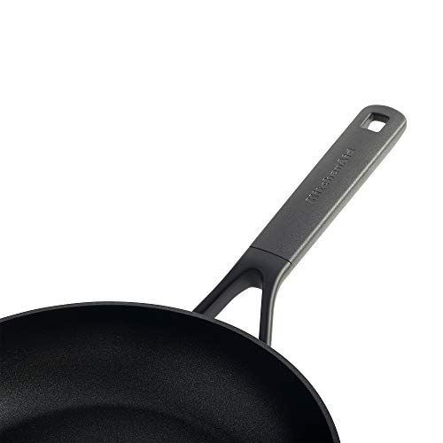 KitchenAid Classic - Juego de sartenes (antiadherente, 20 cm, antiadherente, para inducción, mango para horno y lavavajillas, aluminio), color negro