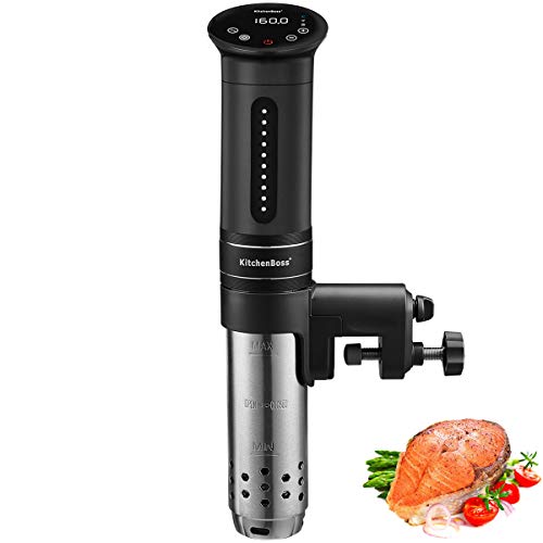 KitchenBoss Sous Vide Aparato de Cocina Precisión 1100W Inmersión a Prueba de Agua IPX7 Circuladores Control de Temperatura de Precisión Temporizador Digital Incluido 10 Bolsas Envasado al Vacío