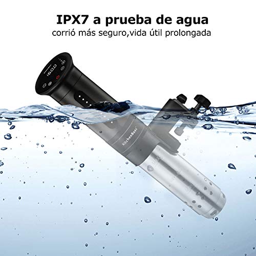 KitchenBoss Sous Vide Aparato de Cocina Precisión 1100W Inmersión a Prueba de Agua IPX7 Circuladores Control de Temperatura de Precisión Temporizador Digital Incluido 10 Bolsas Envasado al Vacío