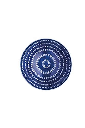 Kitchencraft Footed Mediterranean-style tile-patterned cuencos, 15,5 cm (6 ") (Set de 4), cerámica, azul/blanco, 15,5 x 15,5 x 7,5 cm