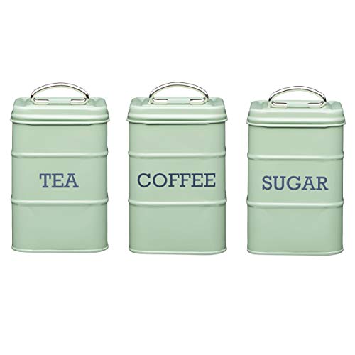 Kitchencraft Living Nostalgia Metal azucarero, 11 x 17 cm (4 "x 6.5") – English Sage, acero, verde, 10,7 x 10,7 x 16,5 cm