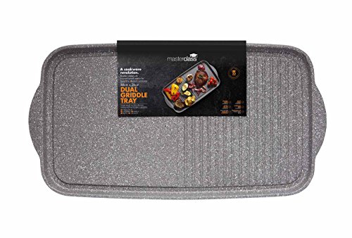 Kitchencraft Masterclass – Plancha de aluminio fundido antiadherente apto para inducción, 51 x 27 cm (20 x 10,5 cm), color gris