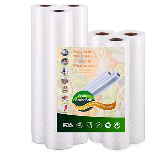 KitchenGynti Vacío-Rollos para almacenaje-Alimentos Sous-Vide Cocina aprobación - 6 Rolls 20x500cm y 28x500cm de la FDA y BPA Free