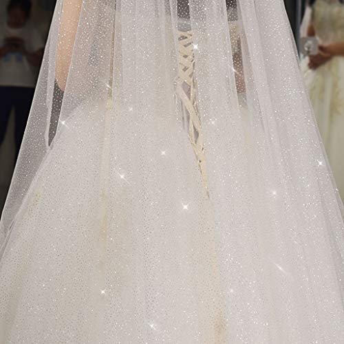 KJ-KUIJHFF Mujeres Malla Ultralarga Catedral Velo de Boda Romántico Lujo Brillante Cielo estrellado Lentejuelas Caliente Sellado Accesorios de Novia