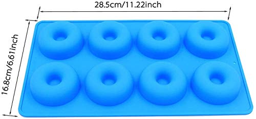 KJLM Donut Pan Mould y lecythus, 16 Cavity Donut Silicone Baking Pan Mould, Silicone Donut Baking Cake Molde de Panecillo (Rojo + Azul)