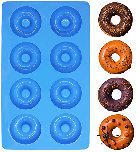 KJLM Donut Pan Mould y lecythus, 16 Cavity Donut Silicone Baking Pan Mould, Silicone Donut Baking Cake Molde de Panecillo (Rojo + Azul)