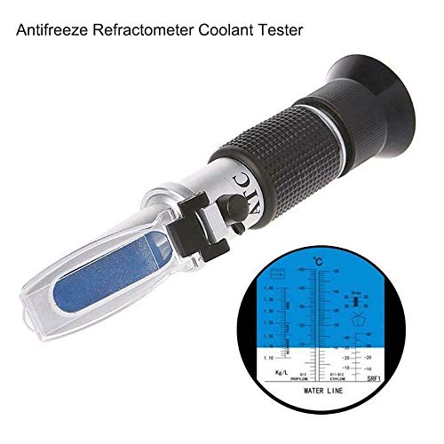 KKmoon - Refractómetro de protección contra heladas, líquido refrigerante, refractómetro de Mano, para glicol, propilenglicol, Punto de congelación de Agua fría, Agua de Disco, AdBlue, batería