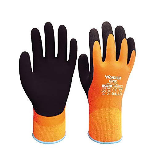 KKmoon Wonder Grip WG-338 Thermo Plus Guantes de trabajo resistentes al frío Guantes de jardinería de doble capa recubiertos con látex Medio