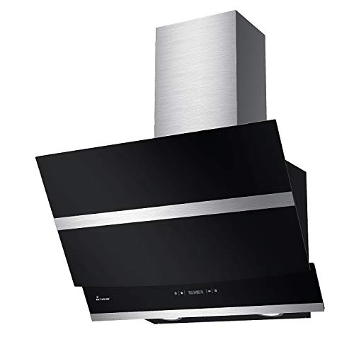 KKT KOLBE campana de cocina/campana de pared / 60cm / acero inoxidable/vidrio negro/iluminación LED/botones de sensor/apagado automático / HERMES606S