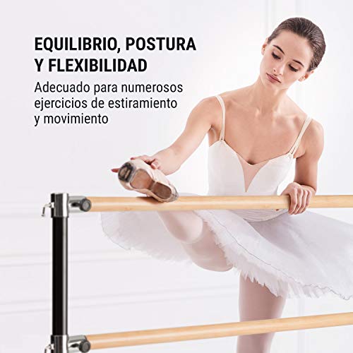 Klarfit Barre Anna - Barra Doble de Ballet, Estable, 110 x 113 cm, 2 x 38 mm de diámetro, Barras de Acero con Aspecto de padera, para Todo Tipo de estiramientos y Ejercicios de Ballet, Negro