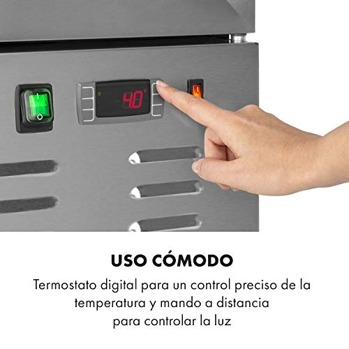 KLARSTEIN Berghain Pro Frigorífico para Bebidas - iluminación Interior, Capacidad 188 LTR, 2-8 °C, Pantalla integrada, Consumo 162 W, Puerta Doble Vidrio, Marco Acero Inoxidable