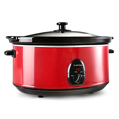 Klarstein Bristol 65 Slow Cooker Olla de cocción Lenta (6,5 L, 300 W, 2 temperaturas, distribución Uniforme del Calor, Recipiente de cerámica extraíble) - Rojo