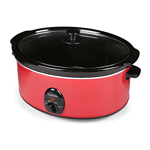 Klarstein Bristol 65 Slow Cooker Olla de cocción Lenta (6,5 L, 300 W, 2 temperaturas, distribución Uniforme del Calor, Recipiente de cerámica extraíble) - Rojo