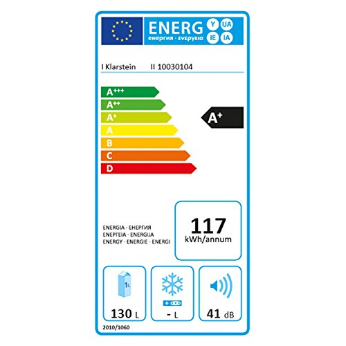 Klarstein Coolzone 130 - Nevera-congelador combi, Capacidad de 130 L, Regulable a 6 temperaturas, 88 cm largo, 80 W, Accesorio para huevos, Sector para verduras, Luz interior, ECC A+, Blanco