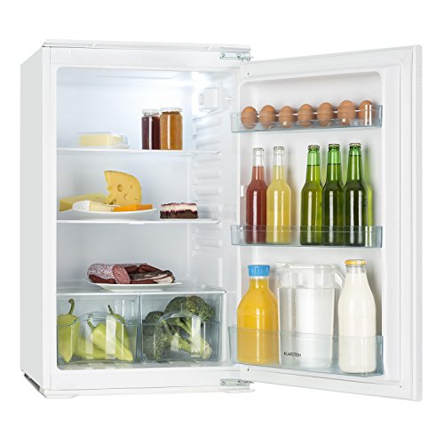 Klarstein Coolzone 130 - Nevera-congelador combi, Capacidad de 130 L, Regulable a 6 temperaturas, 88 cm largo, 80 W, Accesorio para huevos, Sector para verduras, Luz interior, ECC A+, Blanco