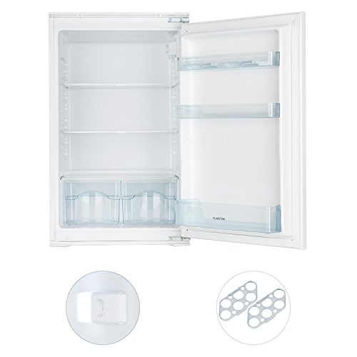 Klarstein Coolzone 130 - Nevera-congelador combi, Capacidad de 130 L, Regulable a 6 temperaturas, 88 cm largo, 80 W, Accesorio para huevos, Sector para verduras, Luz interior, ECC A+, Blanco