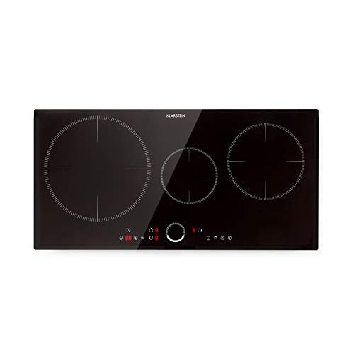 Klarstein Delicatessa 80 Placa de inducción – placa de cocción, autárquico, encastrable, 80 cm, 3 zonas, 7000 W, zona paella, programable, vitrocerámica, negro