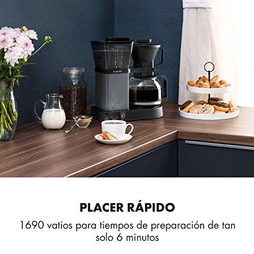 Klarstein GrandeGusto Máquina de café con jarra - Máquina de café con filtro, Cafetera, 1690 W, Depósito de 1,3 litros, Hasta 10 tazas, Calienta hasta 96°C, Conserva el calor, Negro