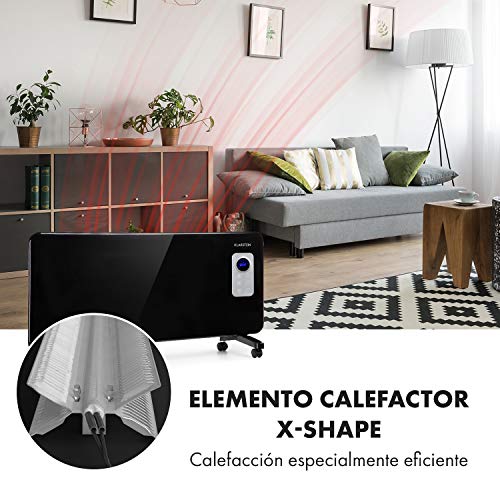 Klarstein Hot Spot CV20 Convector - Calefactor con termostato, 1000 o 2000 W, Protección IP24 Ideal para el baño, Control táctil, Programable, De pie o en la Pared, Mando a Distancia, Negro