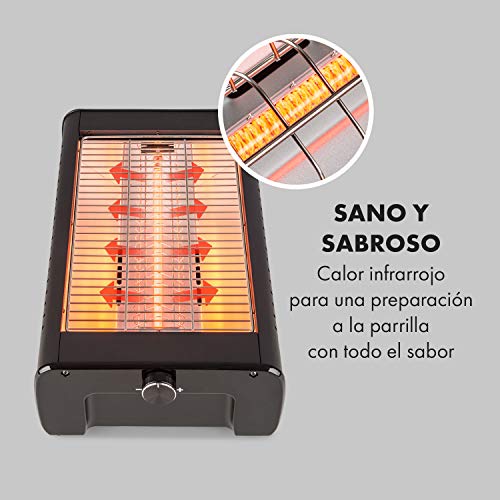 Klarstein Infragrill parrilla eléctrica - 1500 W, Tecnología IR Taste Experience, Sin humos, Calienta rápidamente, Regulable, Bandeja para recoger la grasa, Parrila de acero inoxidable, Negro