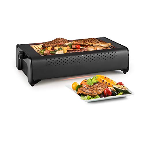 Klarstein Infragrill parrilla eléctrica - 1500 W, Tecnología IR Taste Experience, Sin humos, Calienta rápidamente, Regulable, Bandeja para recoger la grasa, Parrila de acero inoxidable, Negro