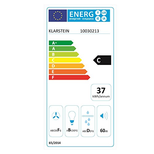 Klarstein Lorea - Campana extractora, Extractor, Extractor de Pared, Aspiración/Ventilación, 3 Niveles, Potencia 280 m³/h, Cristal, Panel táctil, Montaje en Pared, 90 cm, Blanco