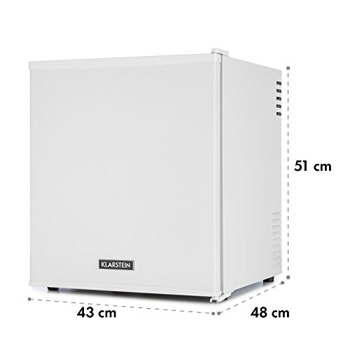 Klarstein MKS-8 - Minibar, Mini Nevera, Nevera para Bebidas, Clase A, 40 litros, Silenciosa, 30 dB, 43 x 51 x 48 cm (An x Al x Pr), Temperatura 3 Niveles, Exterior Blanco Mate, Blanco