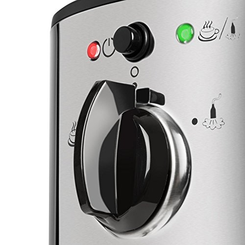 Klarstein Passionata Rossa 20 - Máquina de espresso, Cafetera automática, Espumadora, 1350W, 1,25L de capacidad (6 Tazas), Descarga de presión automática, Incluye boquilla de vapor, Rojo