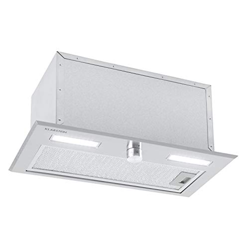 Klarstein Simplica 52 campana extractora - 52 cm de ancho, extracción de 400 m³/h, función de ventilación, botón giratorio, 3 niveles, iluminación LED de 1,5 W, acero inoxidable