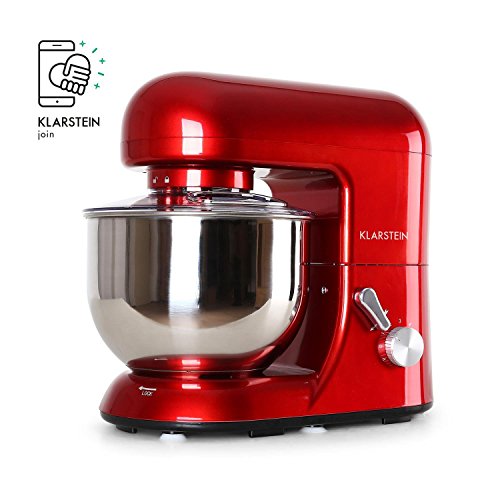 Klarstein TK2-Mix8-R Bella Rossa - Robot de cocina, 1200W, 5L, color rojo