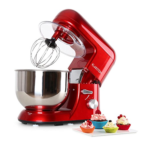 Klarstein TK2-Mix8-R Bella Rossa - Robot de cocina, 1200W, 5L, color rojo